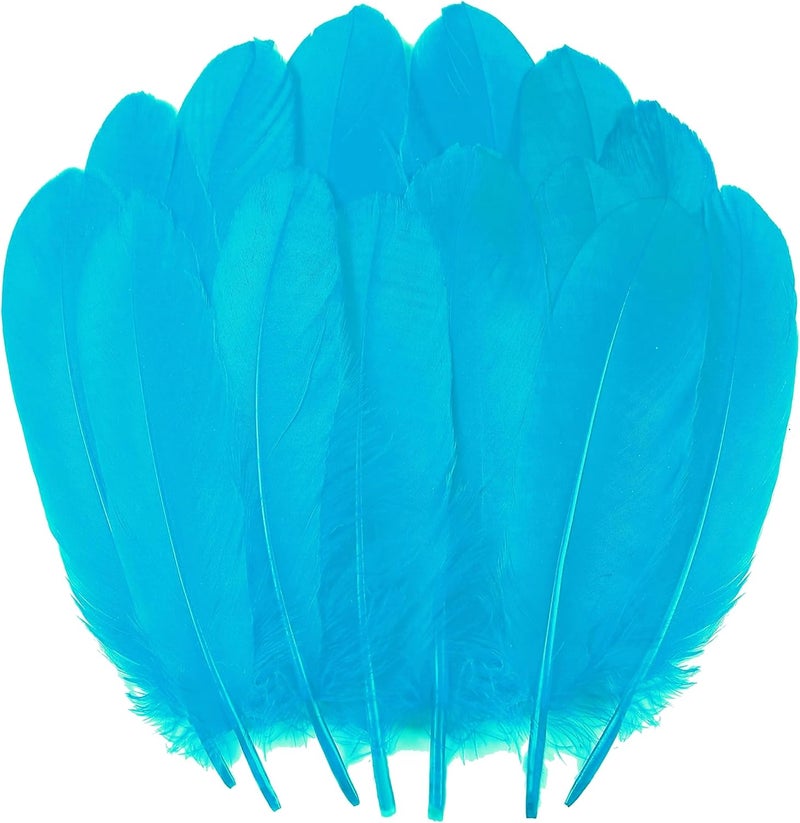 Ballinger Turquoise Craft Feathers Bulk - 120Pcs 6-8inch Goose Feathers for DIY Crafts Halloween Decorations, Jewelry,Cosplay and Clothing Accessories - Image 1